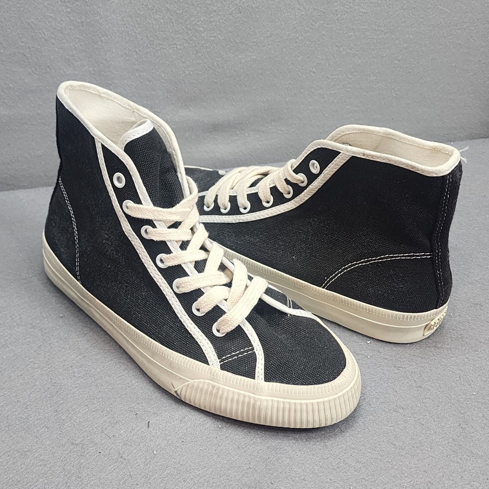 RE/DONE 90s High Top Sneakers Black Canvas Contrast Stitch Women Size 40